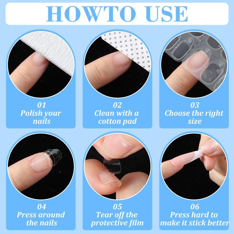 Larrel Nail Jelly Sticker,15 Shoots 450 PCS Transparent Sticky Tabs Press on Nails Double Sided Adhesive False Tips to Fit Most Nail Bed Adhesive False Nails - Image 3